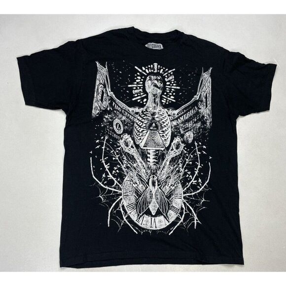 Skygraphx Skull Punk Metal Graphic T-shirt Men Large Black Short Sleeve Music - Picture 1 of 5